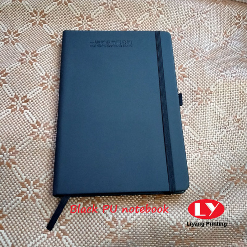 Impressão de notebook A5 personalizada de papel de toque suave preto