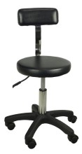 Backrest Stool with plastic base and synthetic leather