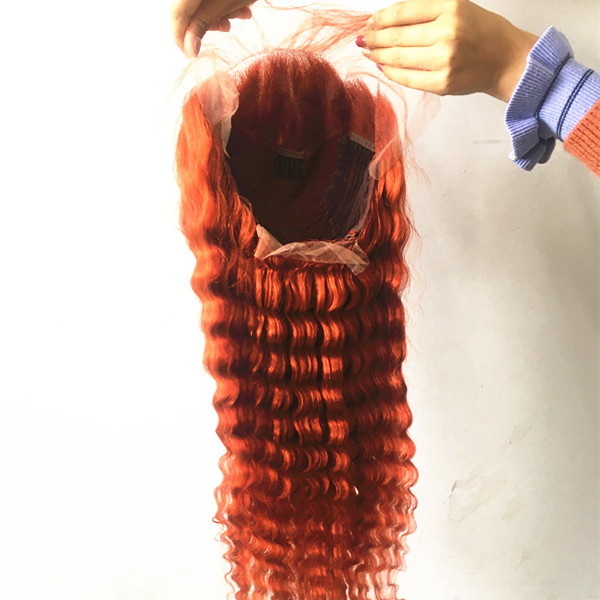 Ginger Deep Wave Colorful Lace Front Wig Human Hair Colored Wigs Human Hair Lace Front Ginger Orange Colorful Lace Wig