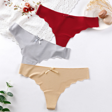 Ice Silk Low Waist Thong Bikini G-Strings for Women