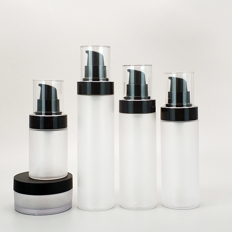 frosted clear PP plastic cosmetische flessenset verpakking;