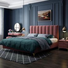 luxury queen size fabric bed