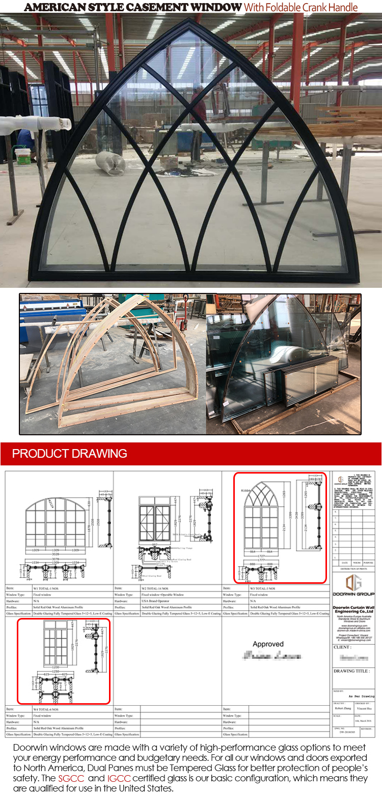 10 Year Warranty Energy Efficient USA NFRC Standard Fire Rated Aluminium tempered glass fixed Corner window