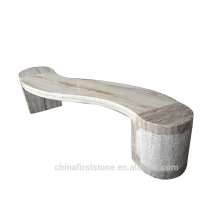 Natural Quartz Beige Marble Garden Bench