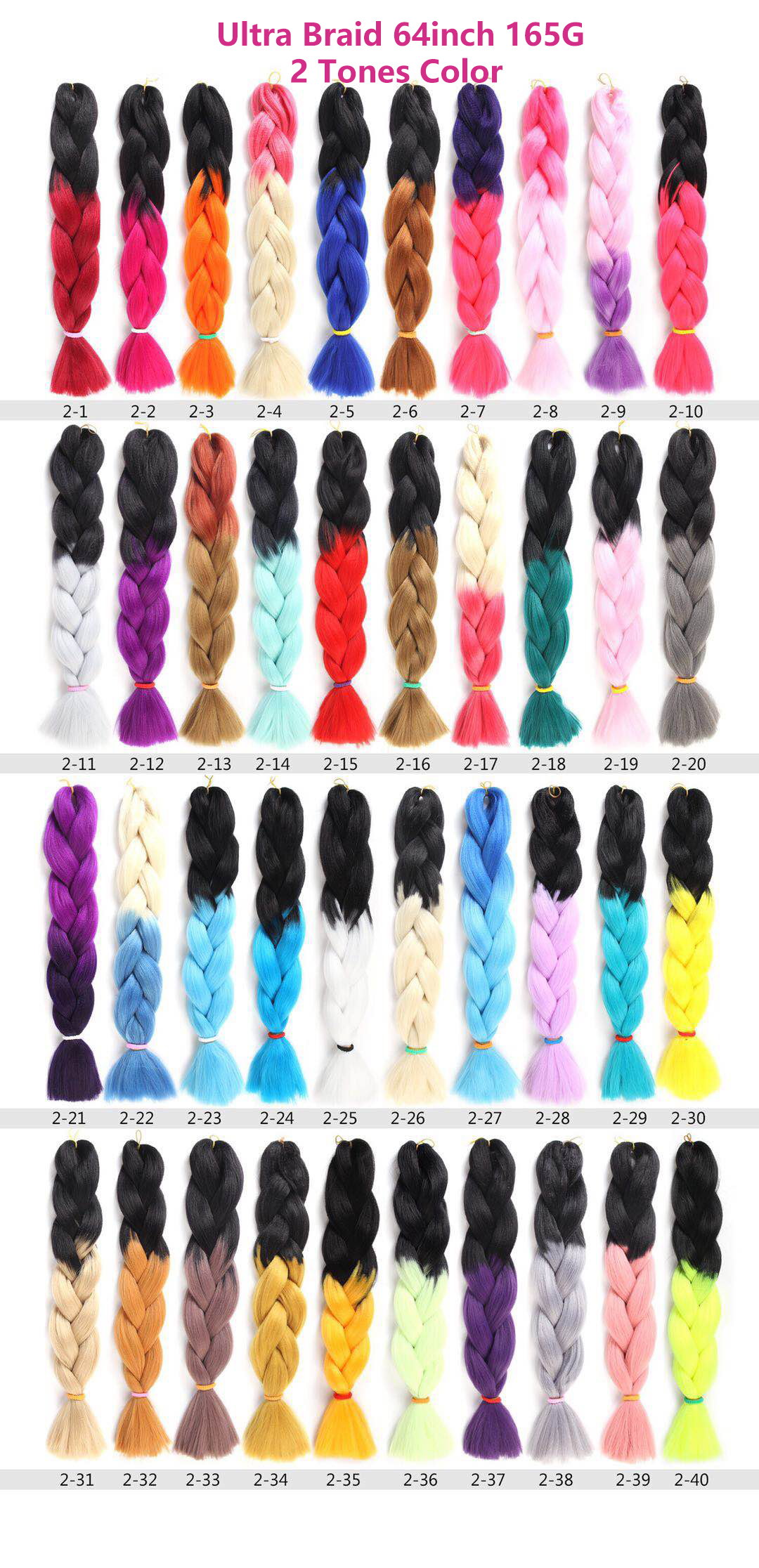 82 24 32 64 inch Packet Synthetic Ombre Fiber X pression Expression Extension Rsa Attachment Hair Braids Synthetic Braiding Hair