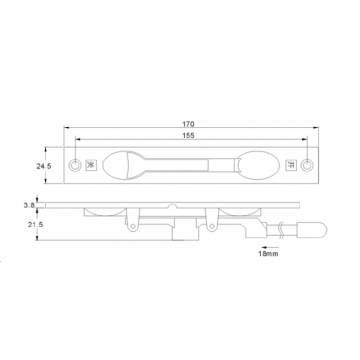 Aluminium door hardware door bolt flush bolt square