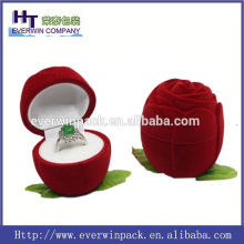 Highend but factory price rose shape flocking engagement ring case