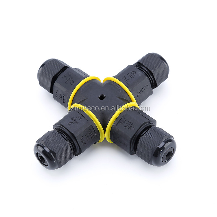 X type 4 way IP68 2 3 4 pin cable wires waterproof connector