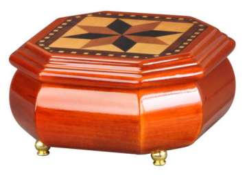 Octagonal Wooden Jewellery Case with Mosaic Design