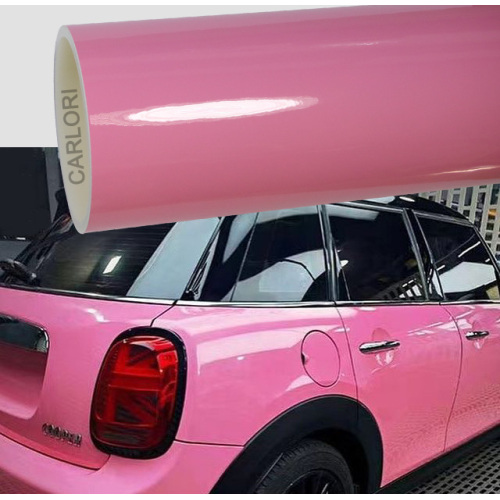 Vinyle d&#39;enveloppement de voiture rose super brillant