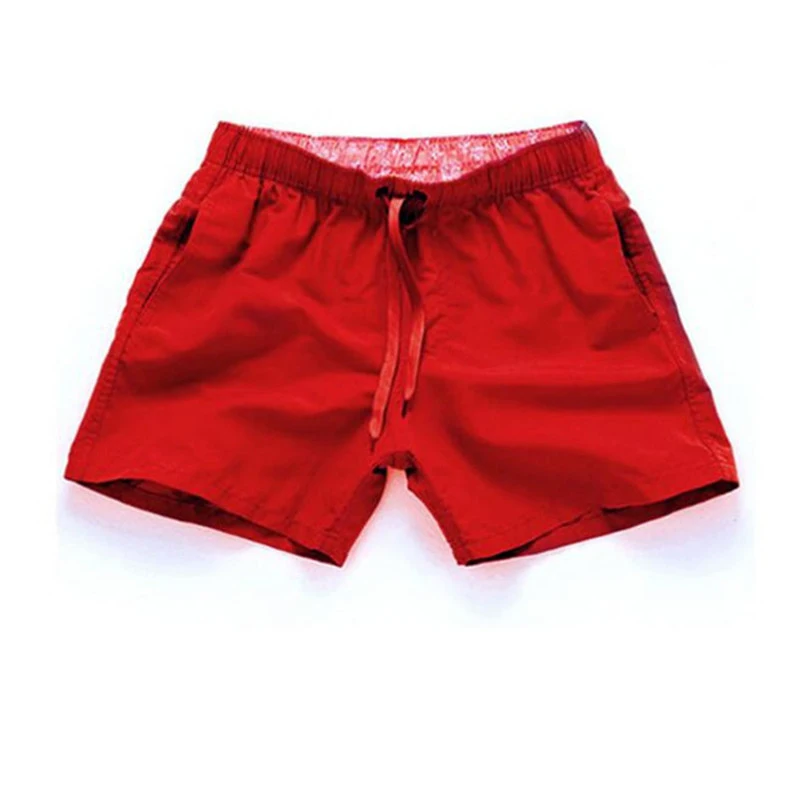 Mens New Board Shorts Summer Solid Elastic Waist Fashion Beach Shorts Swim Trunks