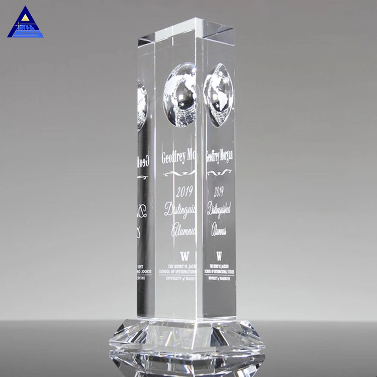 Crystal Trophy Golden Metal with Technology Globes Awards