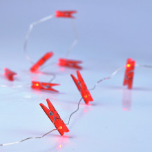 LED Fairy Lights with Red Photo Clips - Battery Operated Firefly Mini Clip String Lights