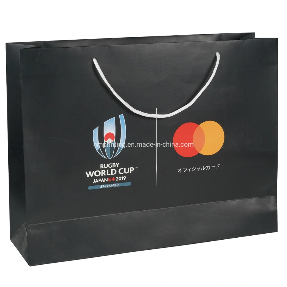 Custom Logo Print 250 GSM Private Label Advertising Paper Bag for World Cup Events Gift Shopping