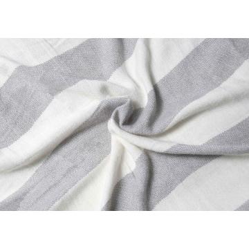 Cotton Bamboo Blend Yarn Dyed Stripe Plain Blanket