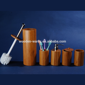 Bamboo toilet brush holder bathroom accessory