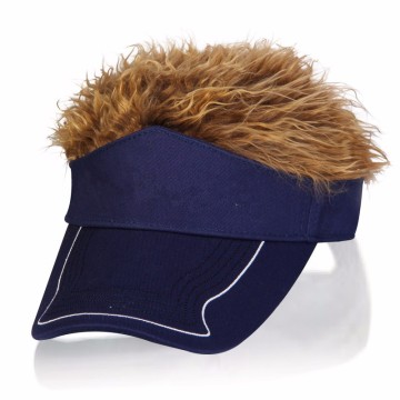 Golf hat with fake hair custom logo golf caps