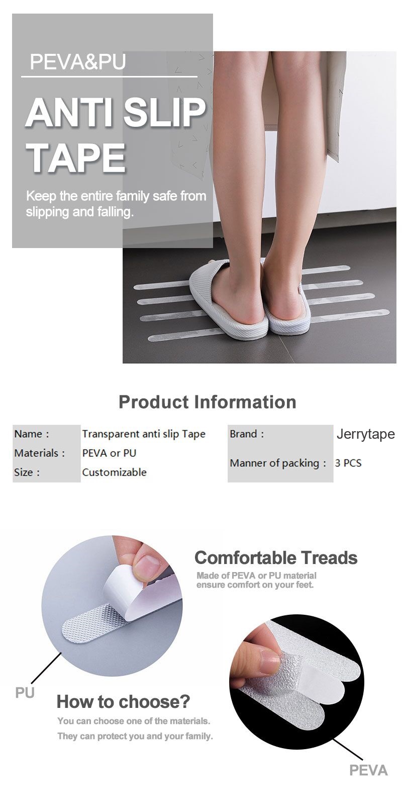 Non Abrasive Barefoot Anti Slip Tape For Showers