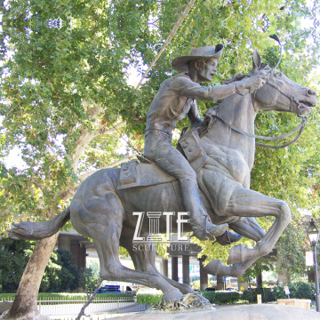 Life size garden art metal craft cowboy bronze sculpture statue