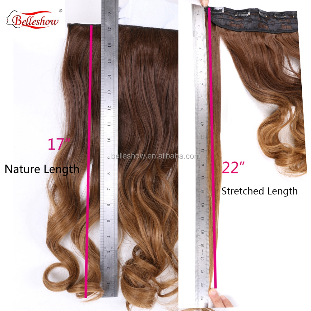 Hot sell 17" 5 Clips  Curly 3/4 Full Head Synthetic Hair Extensions Clip On/in Hairpieces