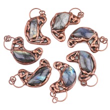 Labradorite Retro Red Copper Moon Stone Pendant