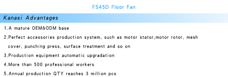 Kanasi 18 "Inch OEM ODM Oscillerende Huishoudelijke Vloerventilator