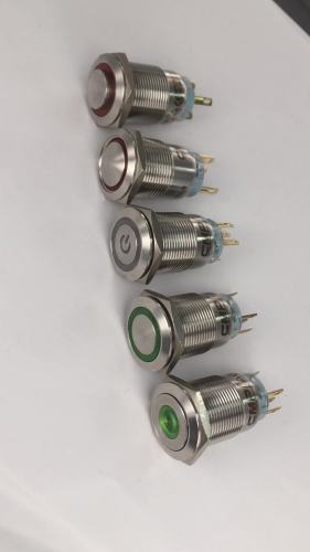 Interruptor do botão de pressão do metal do diodo emissor de luz 19mm da cor 5