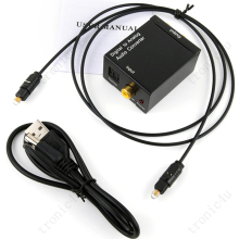 Digital to Analog Audio Converter: 3.5mm Jack, Coaxial, Optical Fiber, Aux, RCA L/R Converter with SPDIF Digital Audio Decoding and Amplification