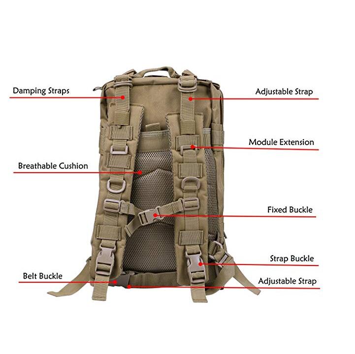 30L Camping Hiking Military Tactical Backpack, Expandable Small Lightweight Assault Pack MOLLE Combat Bug Out Bag for Outdoor