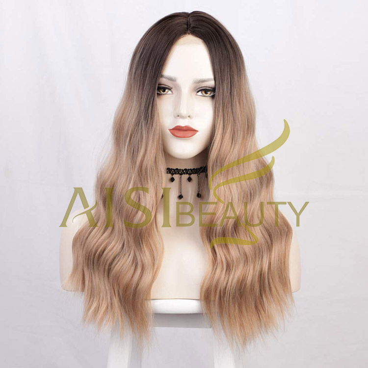 Aisi Beauty Wholesale Vendor Long Wavy Body Wave Ombre 613 Blonde Wig Lace Frontal Synthetic Hair For Black Women Lace Front Wig
