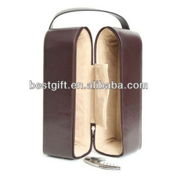 Cow leather tote wine bags PU leather wine tote bags wine carrier