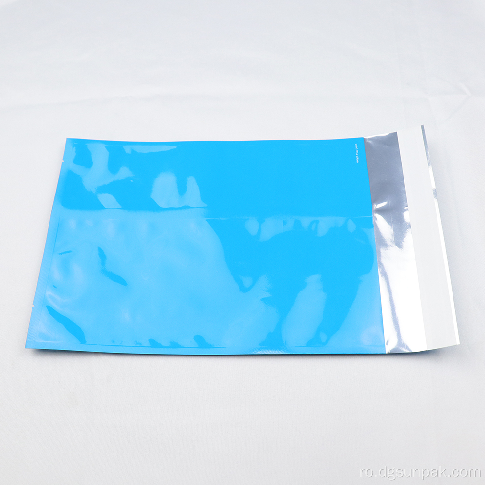 imprimare logo personalizat pungi autoadezive din plastic albastru
