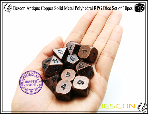 Bescon Antique Copper Solid Metal Polyhedral RPG Dice Set of 10pcs-4 Bescon Antique Copper Solid Metal Polyhedral RPG Dice Set of 10pcs-4