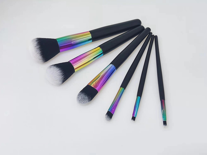 YACAI OEM Black Color 6pcs Makeup Brush Set Customized Logo for Free