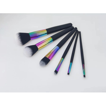 YACAI OEM Black Color 6pcs Makeup Brush Set Customized Logo for Free