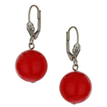 Large red pearl drop earring attractive earring for women