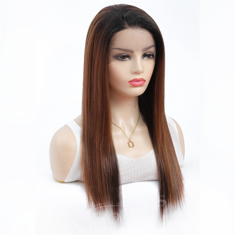 Vigorous long wavy dark brown wholesale chunky hair high quality full synthetic heat resistant fiber glueless hd lace front wigs