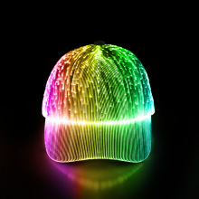RGB 7 Color Flashing LED Fiber Optic Hat with Built-in Battery
