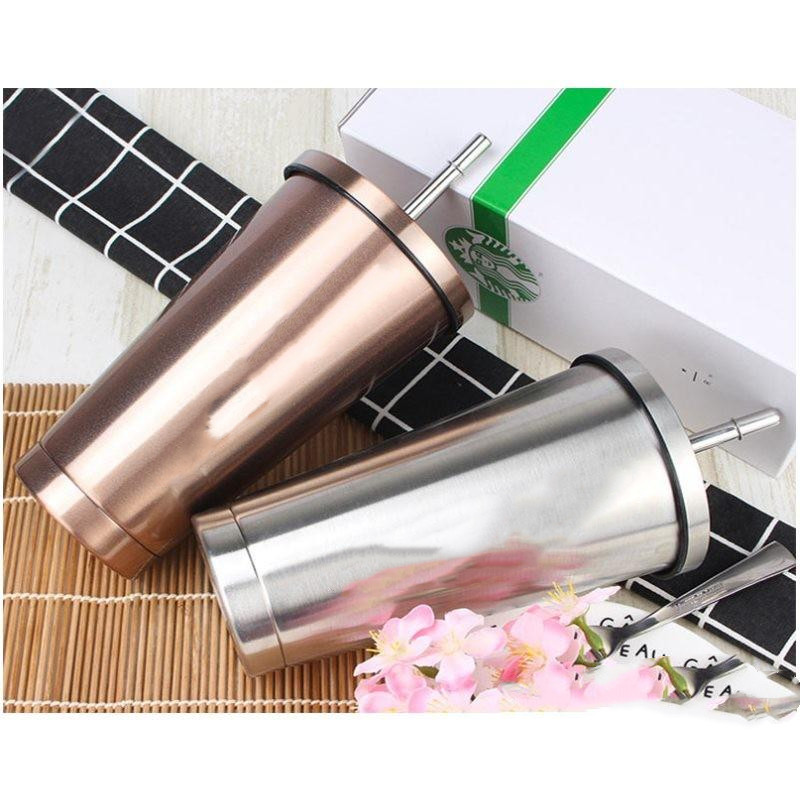 Various Coffee Cup of 500ml Diamond Shape Stainless Steel Coffee Mugs with lid and Straw