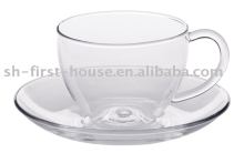 Glass tea cup and saucer