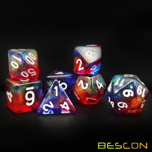 Acrylic Transparent Dice with Moonstone Color Changing Glitter, for RPG MTG Table Game Dice