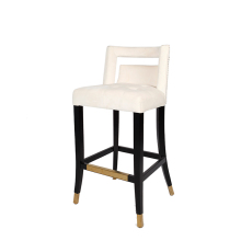 Hot Sale Ivory Velvet Upholstered High Bar Chair for Kitchen and Bar Tables