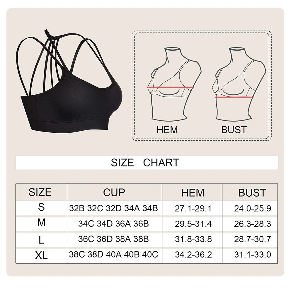 Ladies Cross Back Sport Bra Workout Fitness Padded Yoga Tops