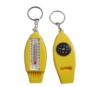 Four-in-One Whistle Compass with Thermometer and Magnifier