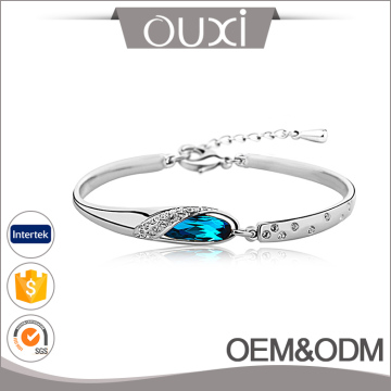 LabCreated White Sapphire Rhodium Plated Bangle in 925 Sterling Silver AAA Crystal Silver Bangle