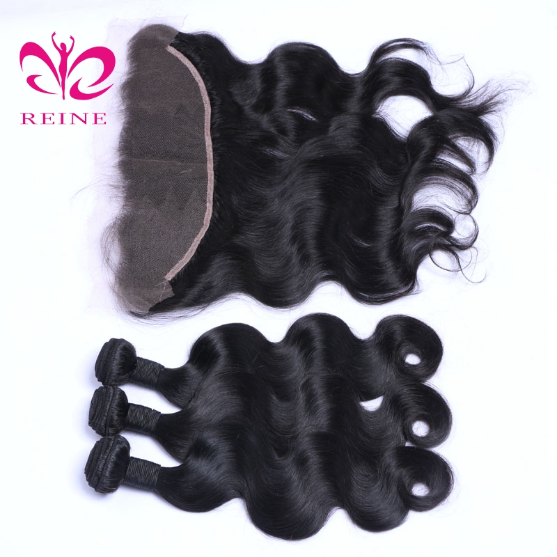 REINE 100% Human Hair Cheap Unprocessed Virgin Brazilian Body Wave and  Lace Frontals With Baby Hair