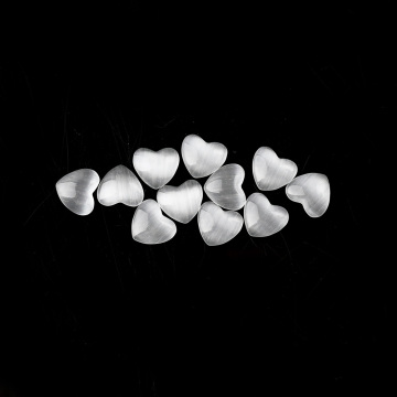 Synthetic White Cats Eye Stones Heart Shape Cabochon