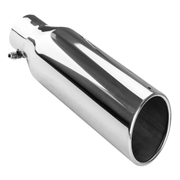 Universal Silvery Weld-On Exhaust Tip: 2.5 Inch Inlet 4 Inch Outlet