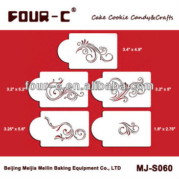 Five Scroll cake stencil set,cake decorating stencil,classic cake side design