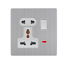China Manufacturer 2 Gang Universal Switched Socket with Indicator, 2 & 3 Pins
